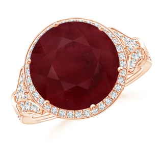 12.01x11.98x5.66mm AA GIA Certified Vintage Style Round Ruby Cocktail Ring in Rose Gold