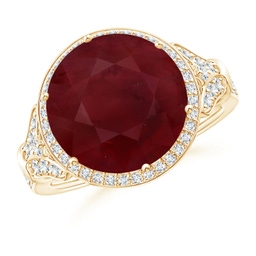 Side Stones Yellow Gold Ruby Rings