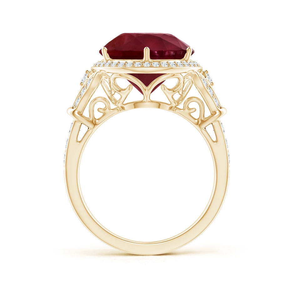12.01x11.98x5.66mm AA GIA Certified Vintage Style Round Ruby Cocktail Ring in Yellow Gold side-1