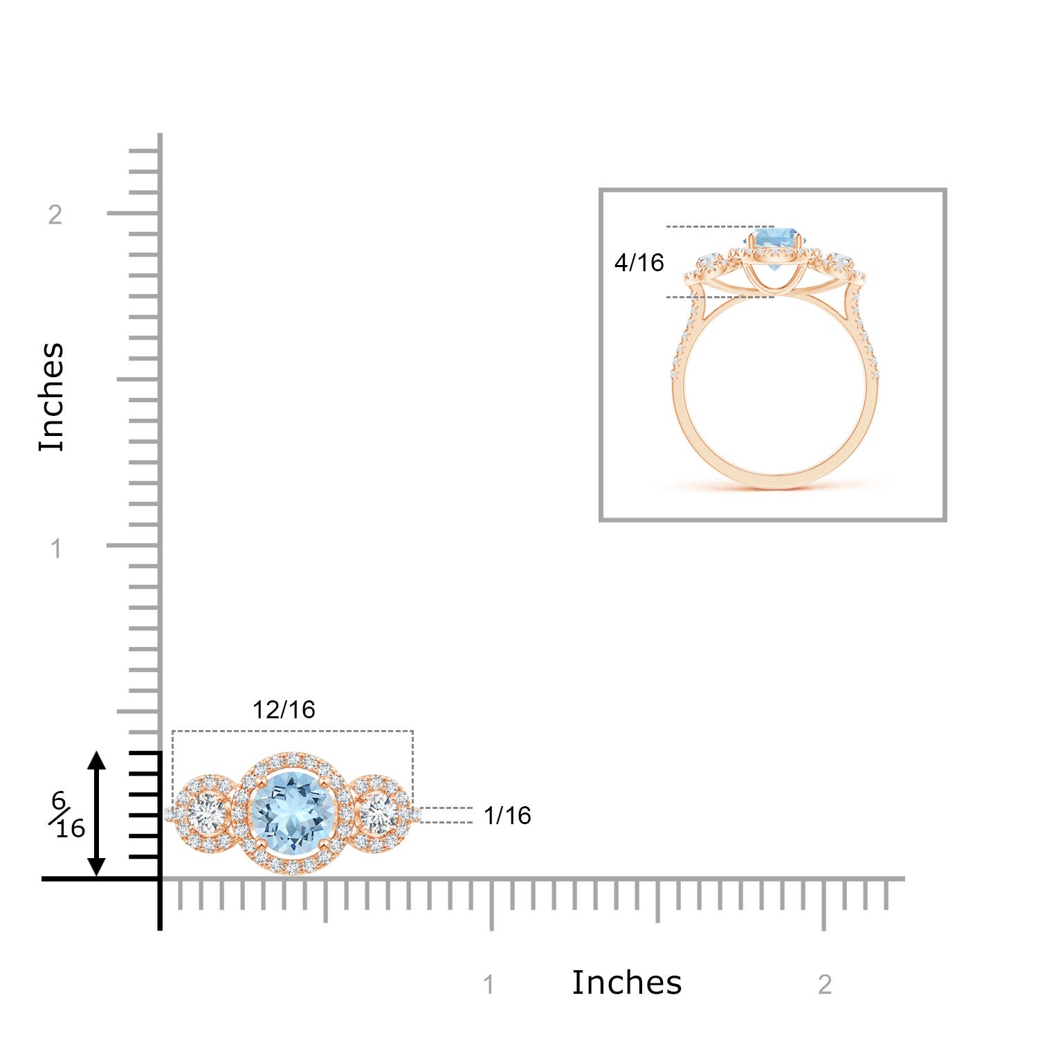 AAA - Aquamarine / 1.22 CT / 14 KT Rose Gold