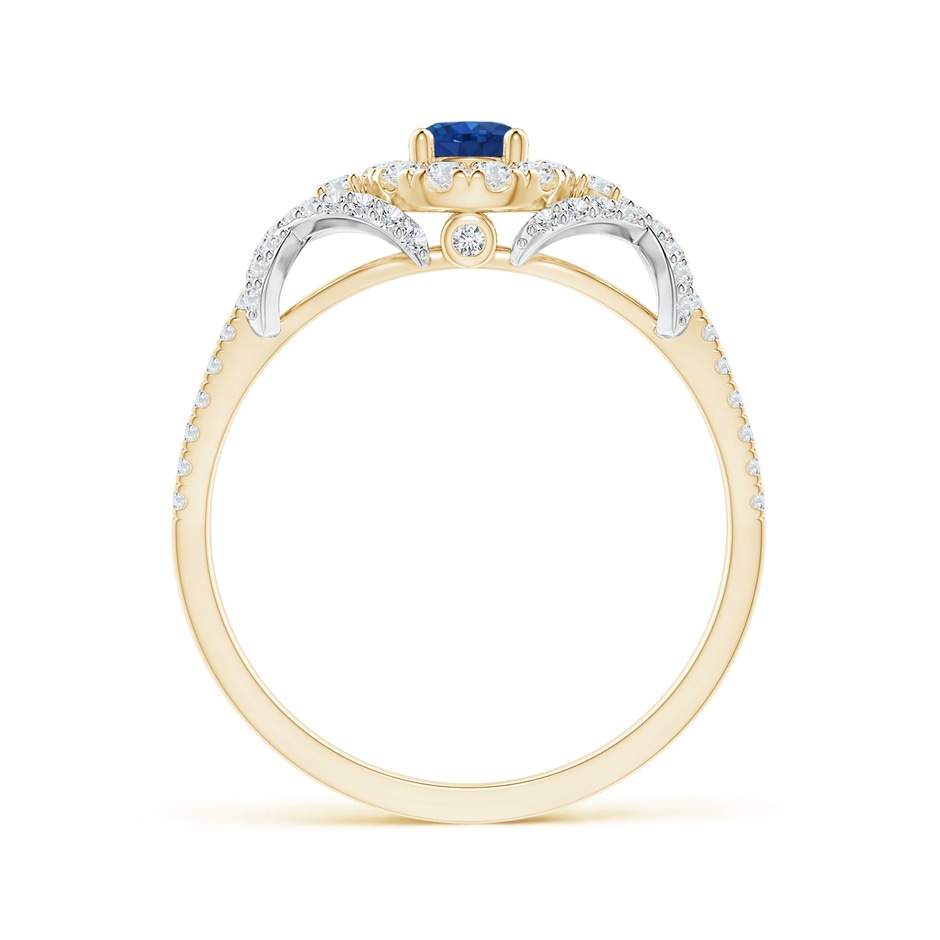 4mm AAA Vintage Inspired Sapphire and Diamond Ring with 'X' Motif in Yellow Gold White Gold side-1