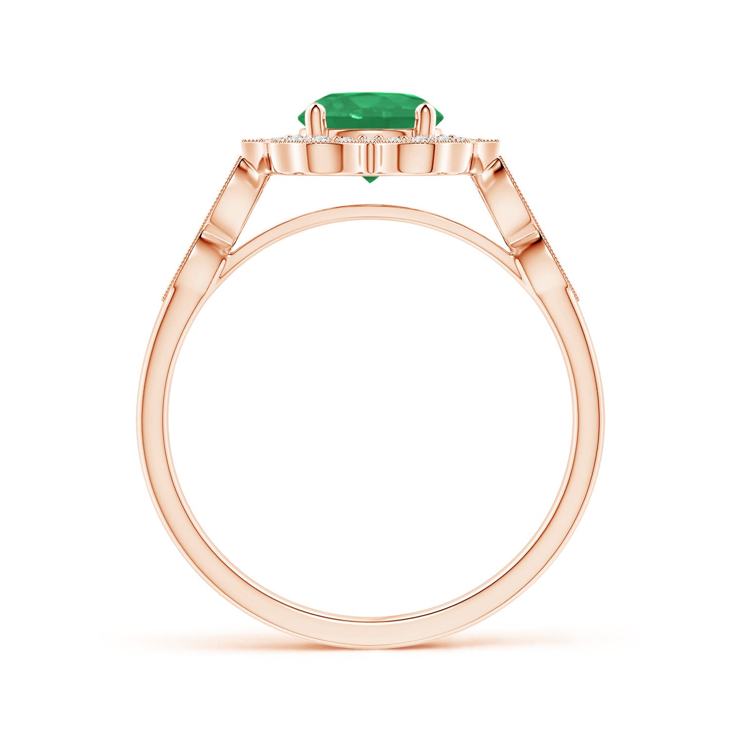 A - Emerald / 0.91 CT / 14 KT Rose Gold