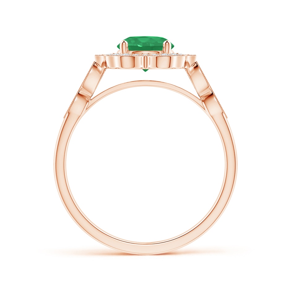 6mm A Vintage Inspired Round Emerald Ring with Ornate Halo in Rose Gold side 199