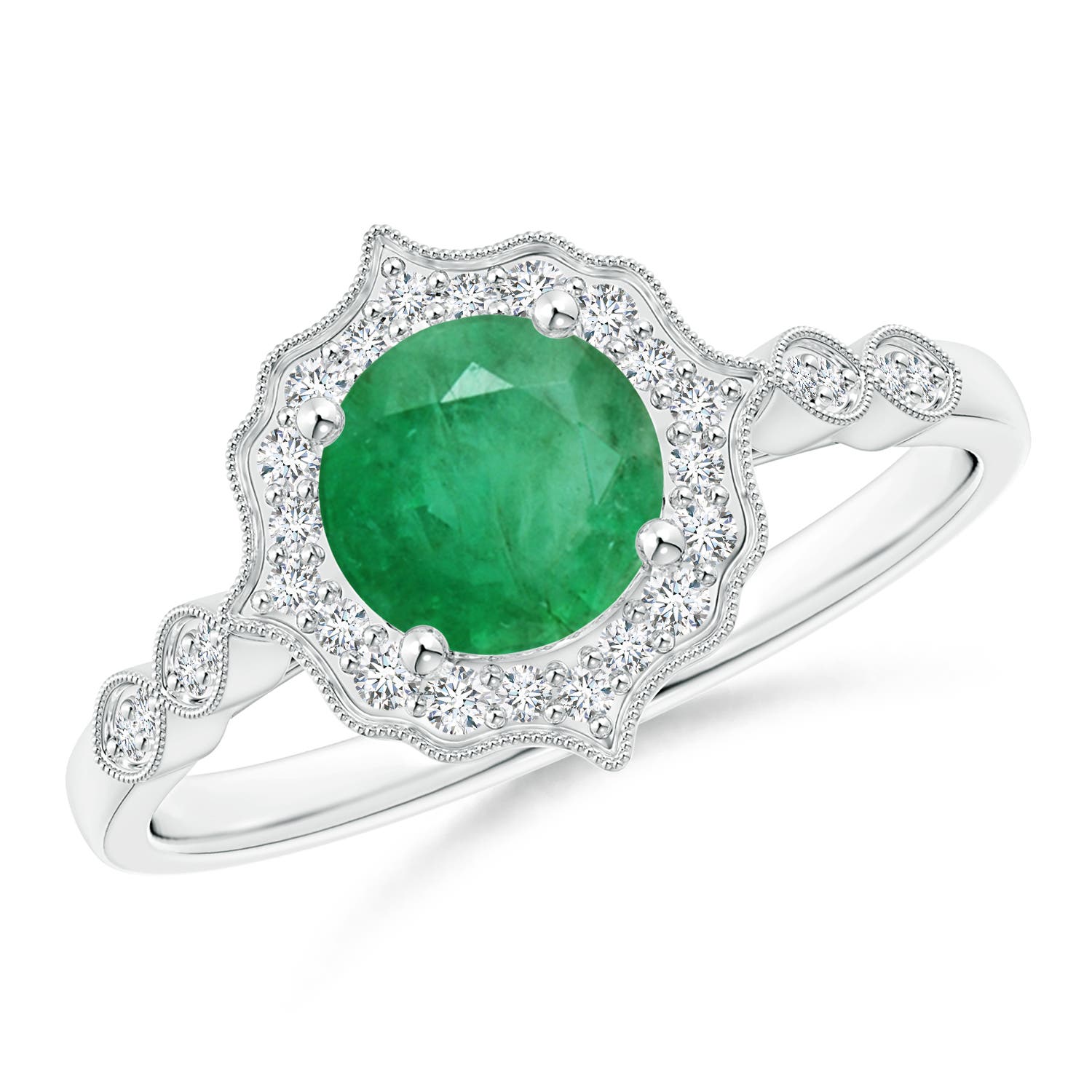 A - Emerald / 0.91 CT / 14 KT White Gold