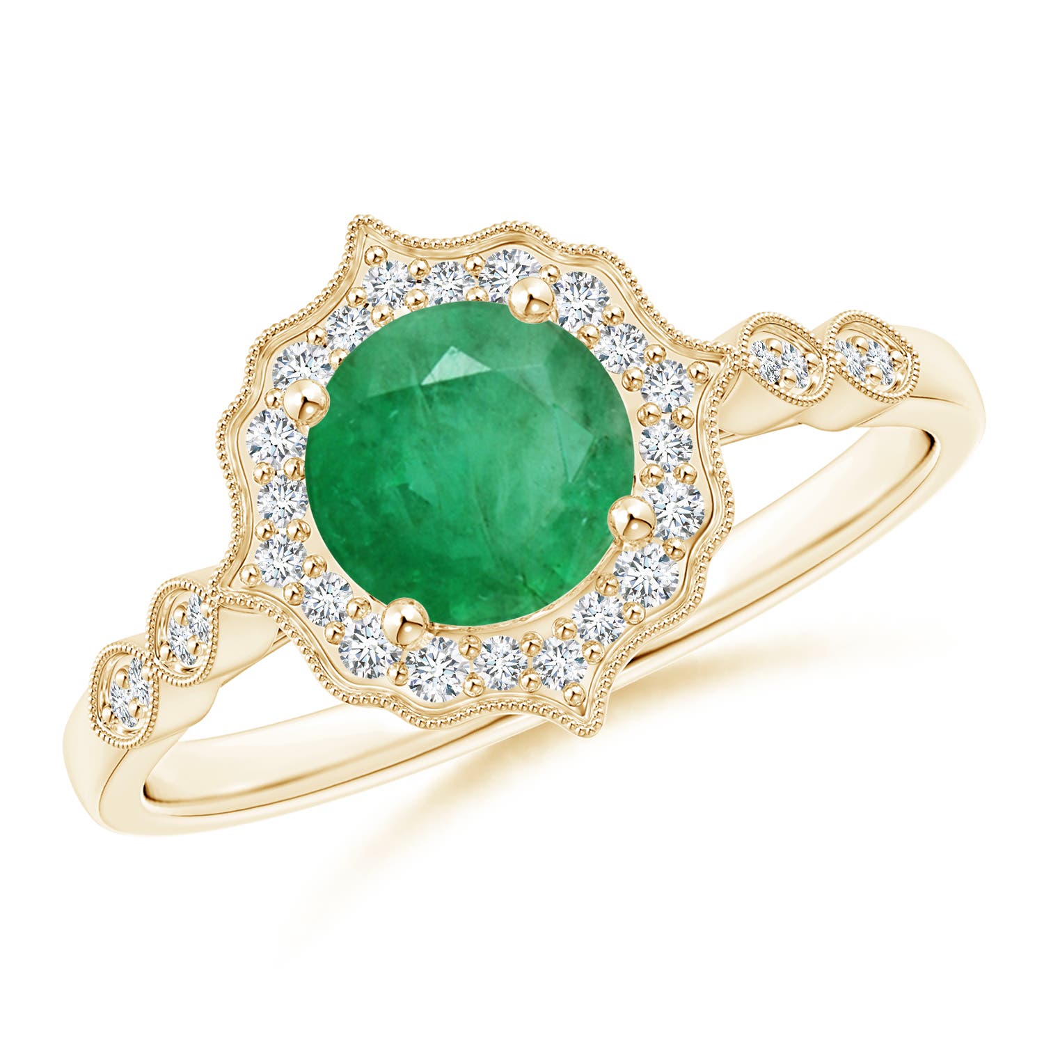 A - Emerald / 0.91 CT / 14 KT Yellow Gold