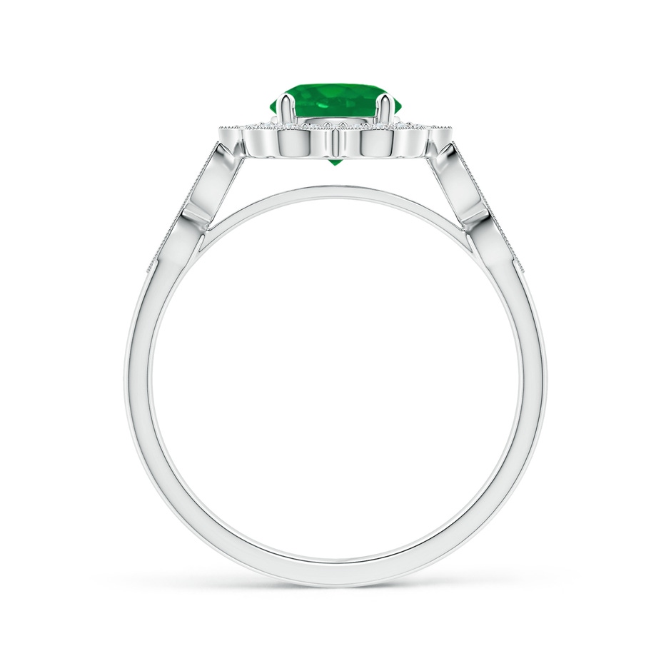 6mm AA Vintage Inspired Round Emerald Ring with Ornate Halo in P950 Platinum side 199