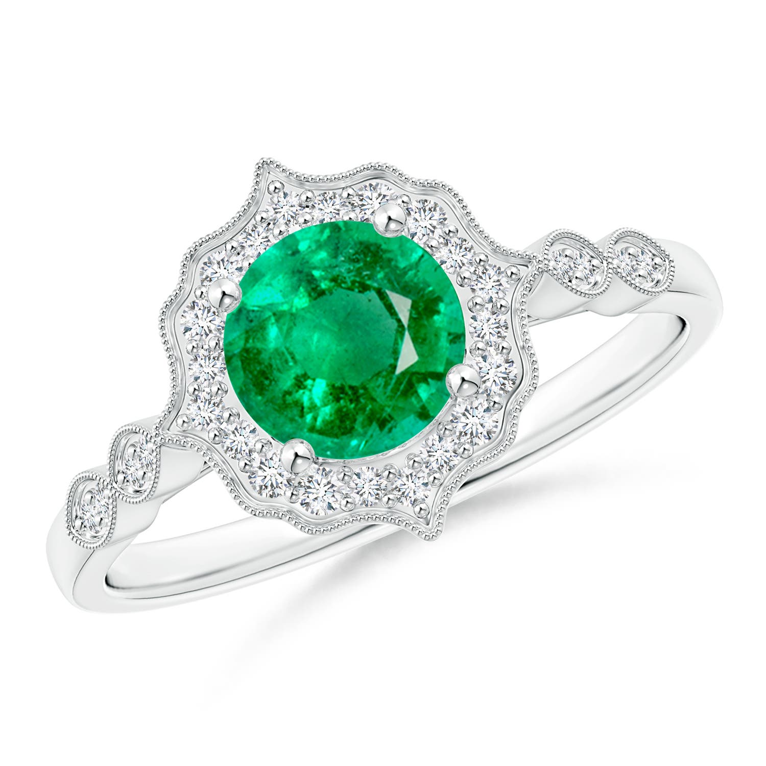 AAA - Emerald / 0.91 CT / 14 KT White Gold