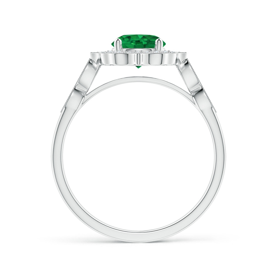 6mm AAA Vintage Inspired Round Emerald Ring with Ornate Halo in White Gold side 199