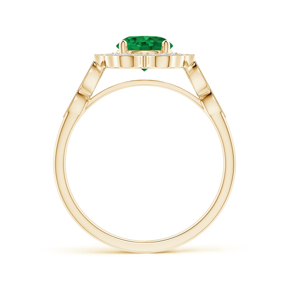 6mm AAA Vintage Inspired Round Emerald Ring with Ornate Halo in Yellow Gold side 199