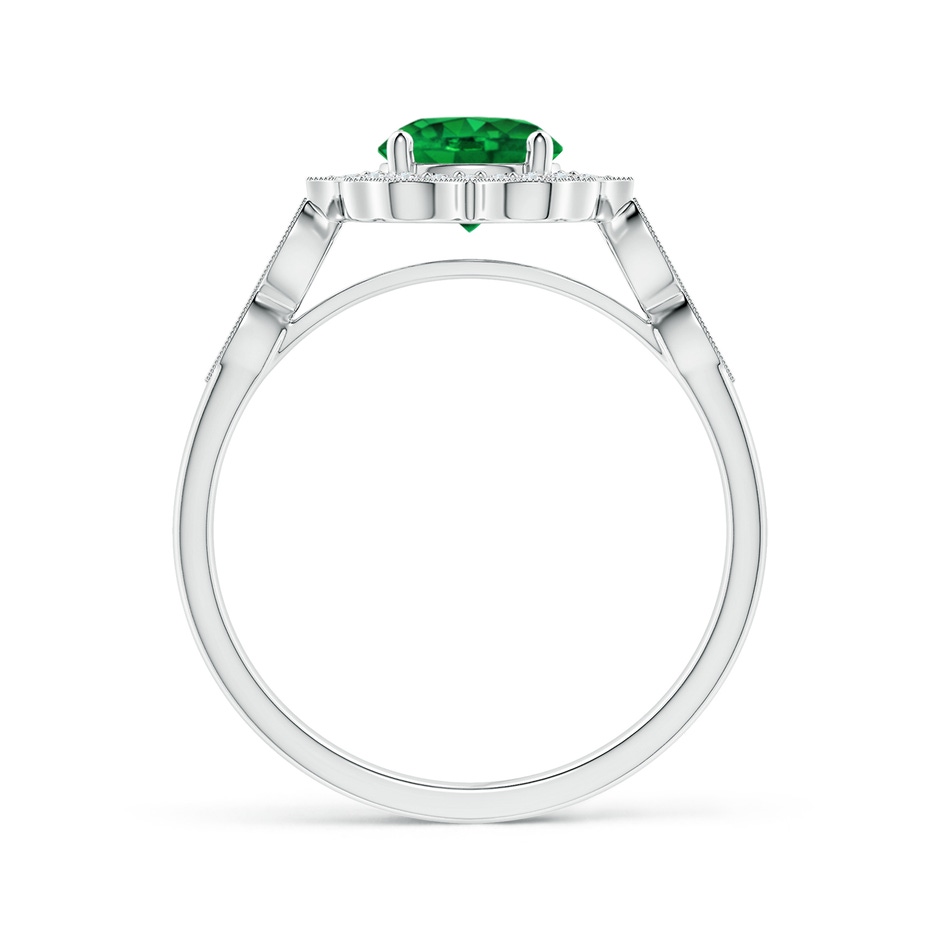 6mm AAAA Vintage Inspired Round Emerald Ring with Ornate Halo in White Gold side 199