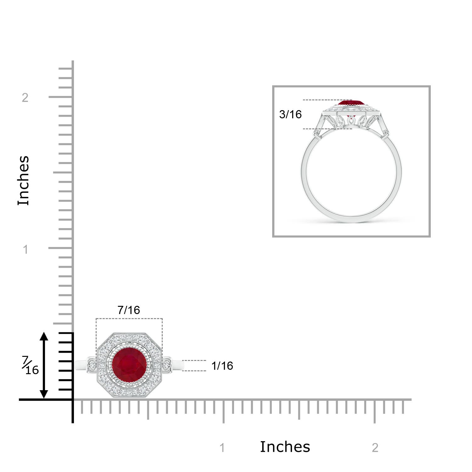 AA - Ruby / 1.21 CT / 14 KT White Gold