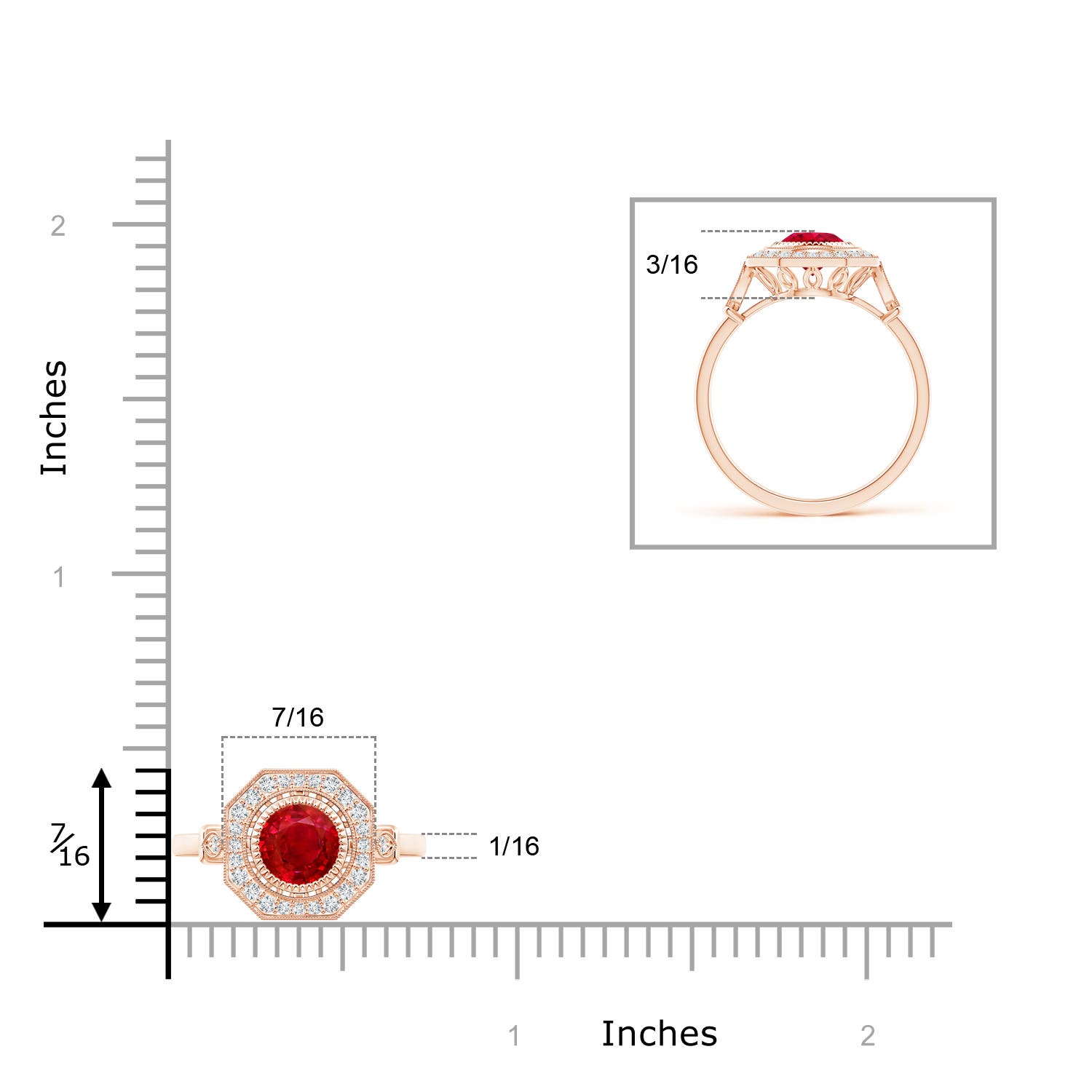 AAA - Ruby / 1.21 CT / 14 KT Rose Gold