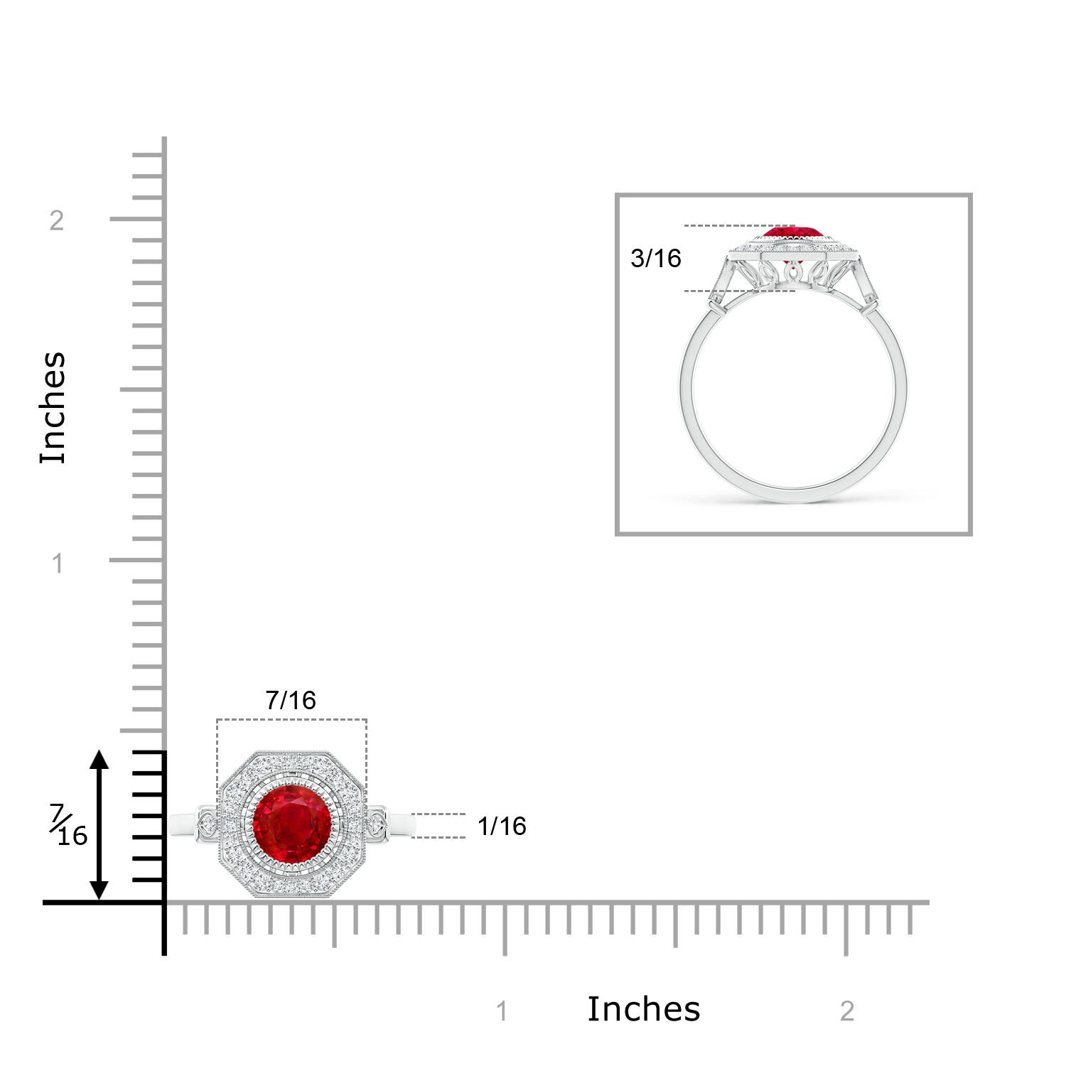 AAA - Ruby / 1.21 CT / 14 KT White Gold