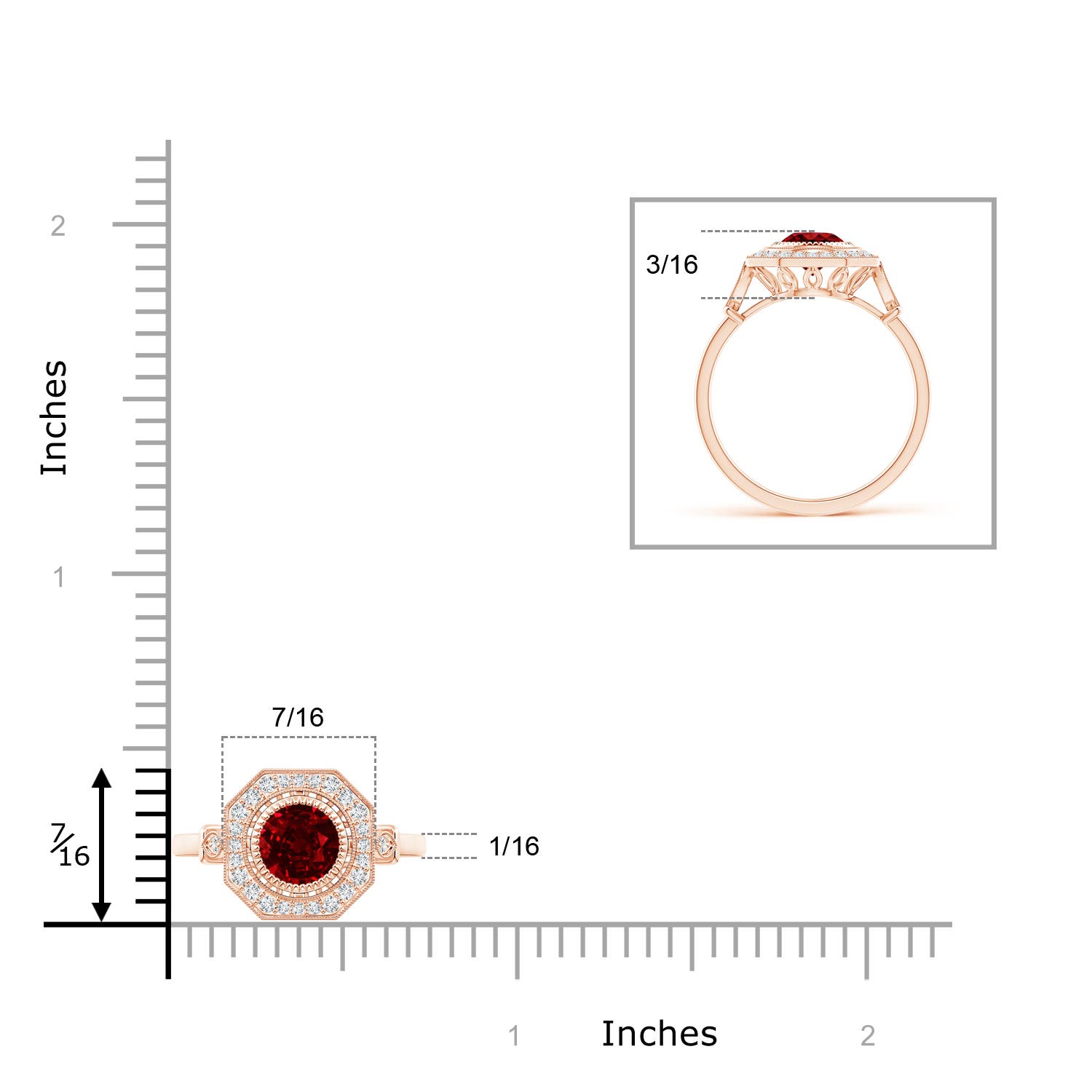 AAAA - Ruby / 1.21 CT / 14 KT Rose Gold