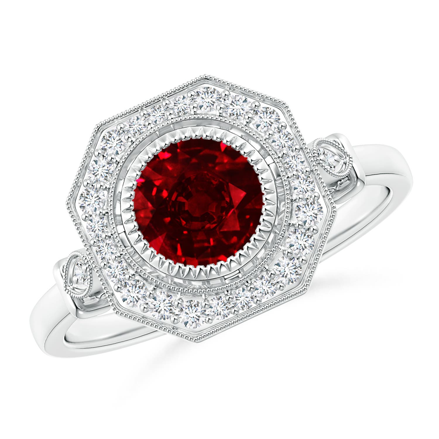 AAAA - Ruby / 1.21 CT / 14 KT White Gold