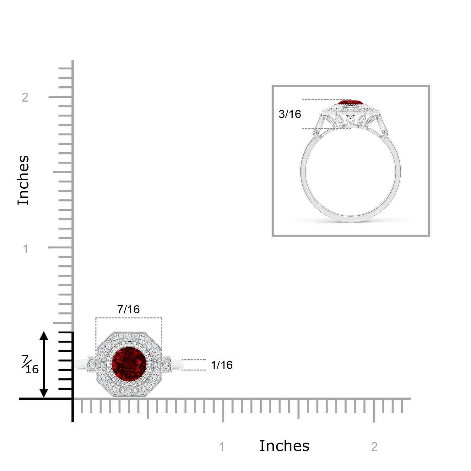 AAAA - Ruby / 1.21 CT / 14 KT White Gold