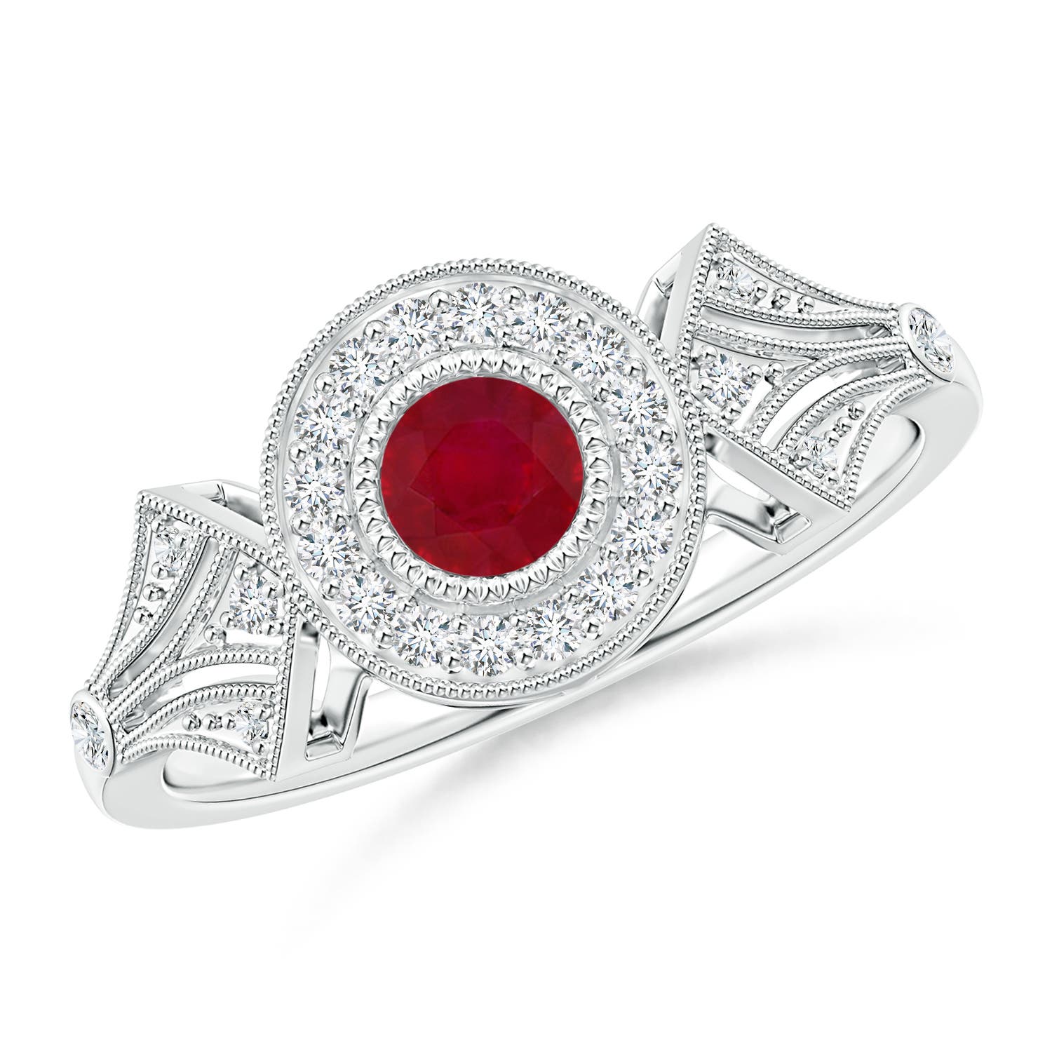 AA - Ruby / 0.51 CT / 14 KT White Gold