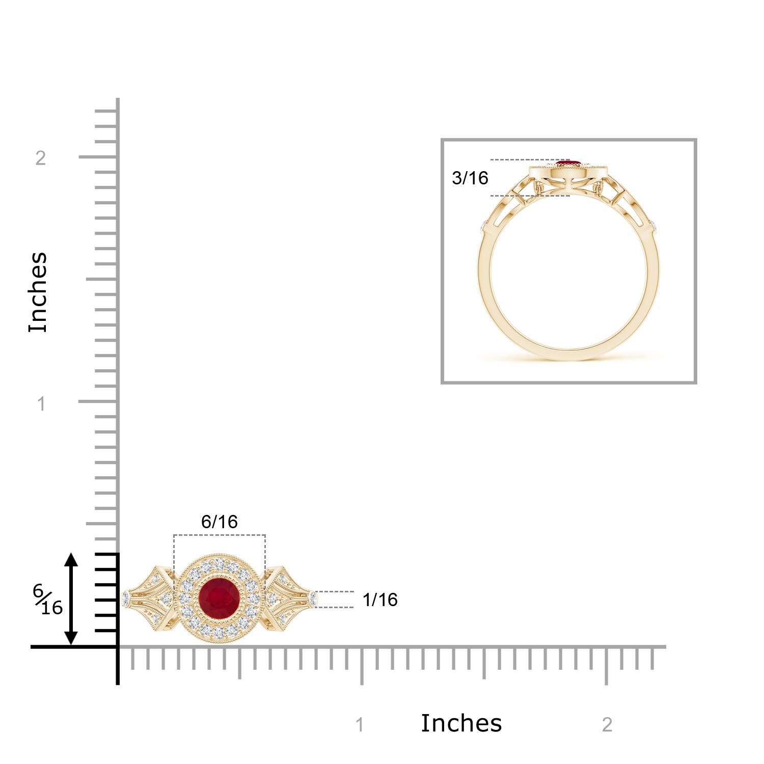 AA - Ruby / 0.51 CT / 14 KT Yellow Gold