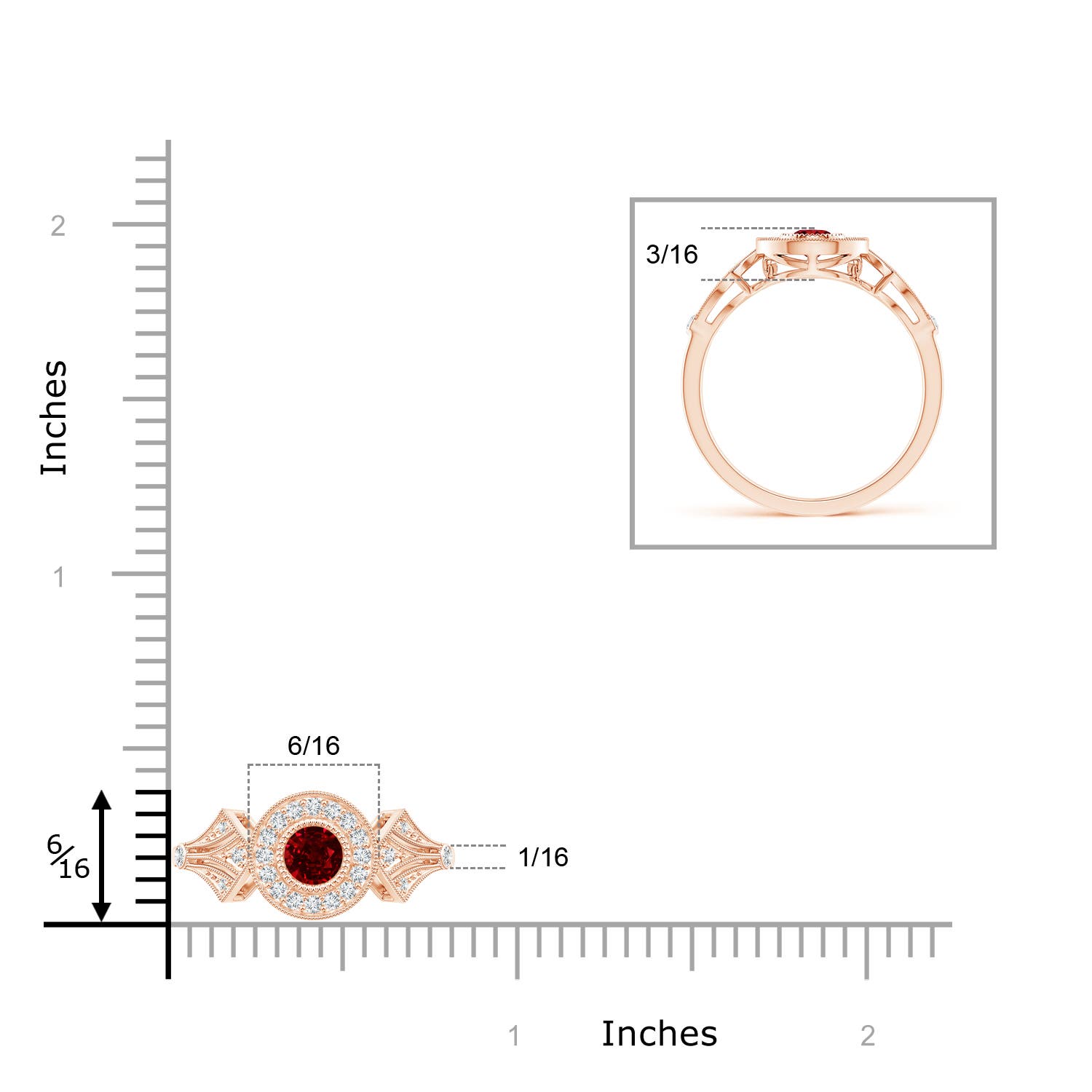 AAAA - Ruby / 0.51 CT / 14 KT Rose Gold