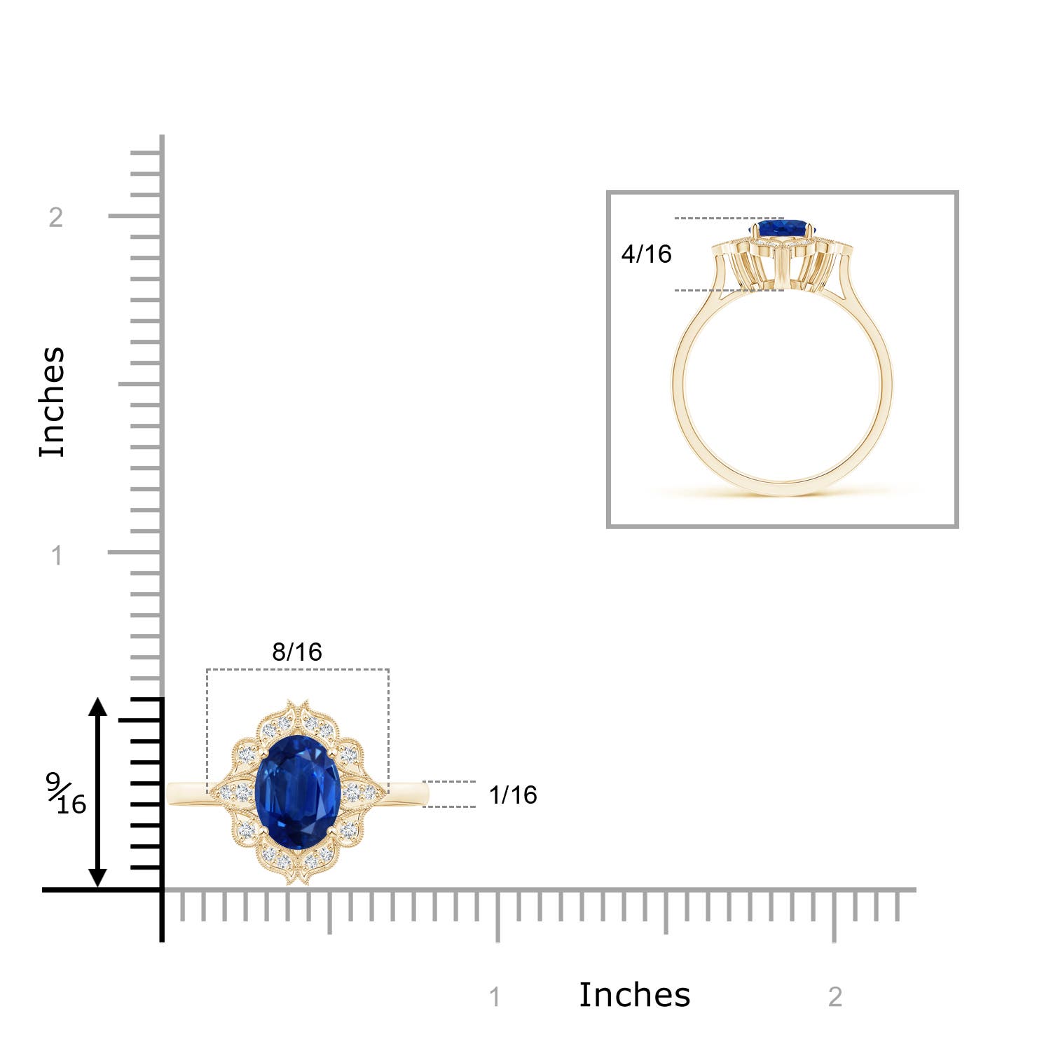 AAA - Blue Sapphire / 1.65 CT / 14 KT Yellow Gold