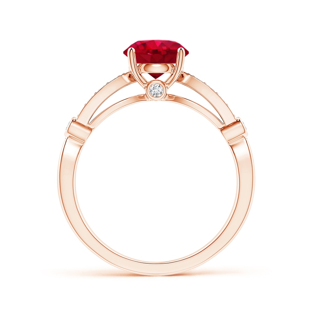 7mm AAA Vintage Style Round Ruby Marquise and Dot Engagement Ring in Rose Gold Product Image