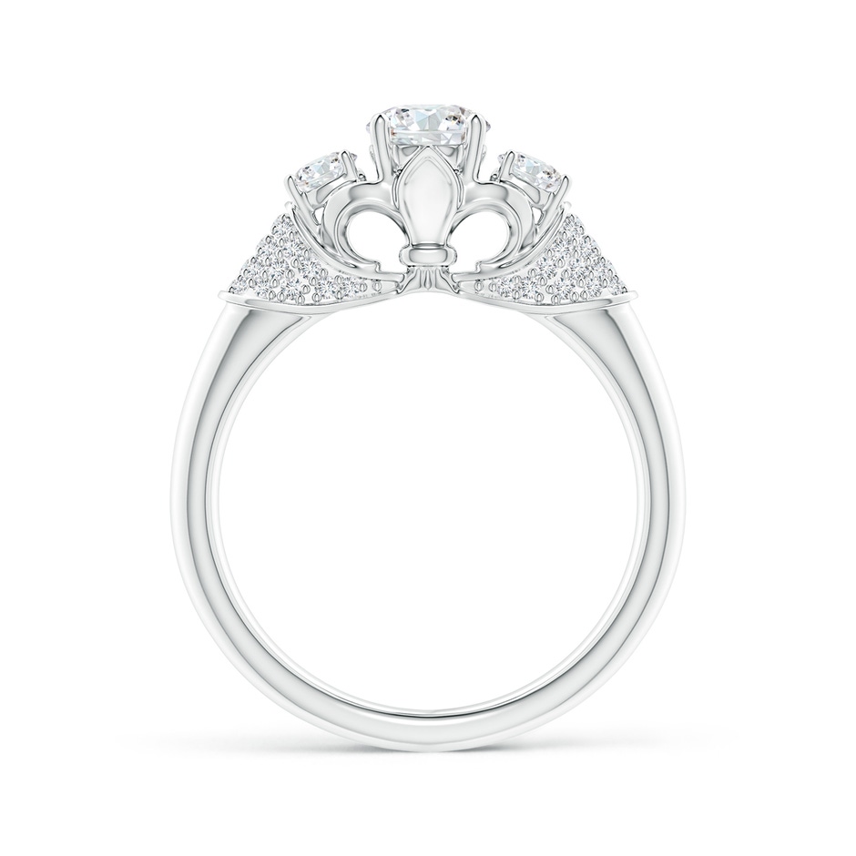 5.1mm GVS2 Three Stone Round Diamond Fleur De Lis Engagement Ring in White Gold side-1