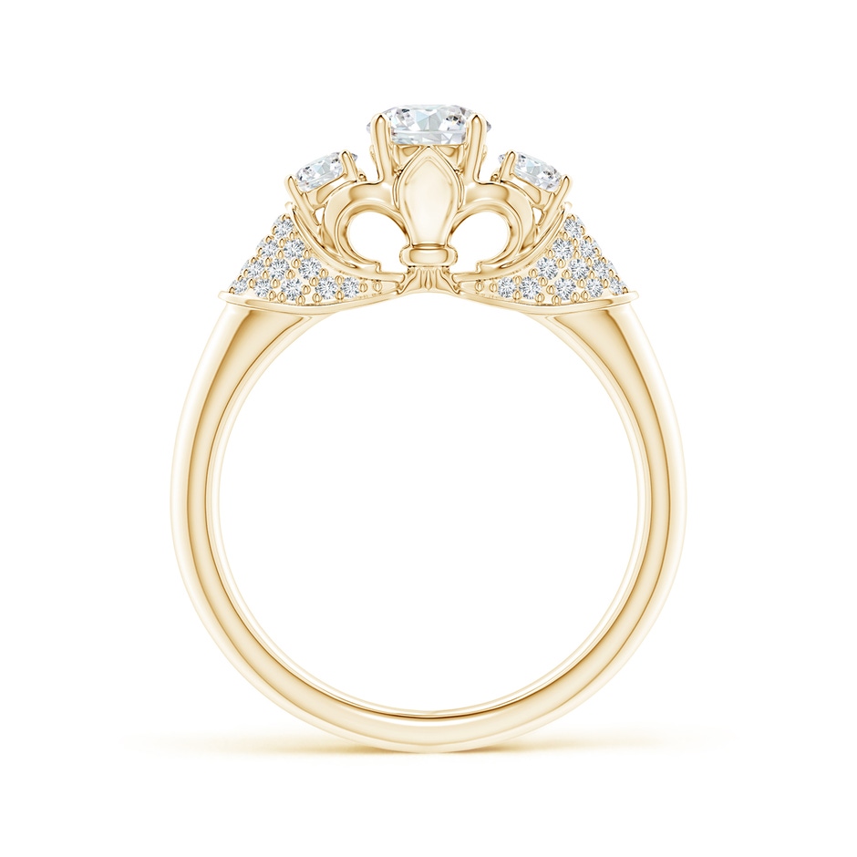 5.1mm GVS2 Three Stone Round Diamond Fleur De Lis Engagement Ring in Yellow Gold side-1