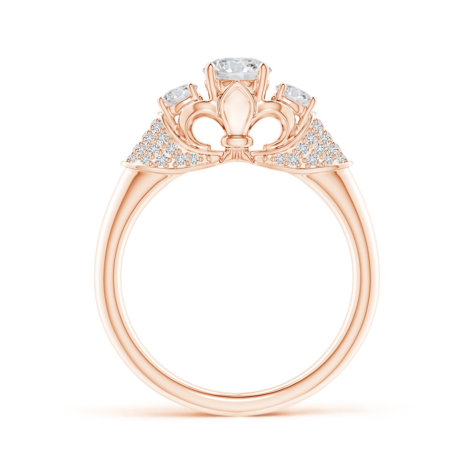 5.1mm HSI2 Three Stone Round Diamond Fleur De Lis Engagement Ring in Rose Gold side-1