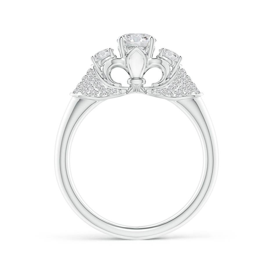 5.1mm HSI2 Three Stone Round Diamond Fleur De Lis Engagement Ring in White Gold side-1