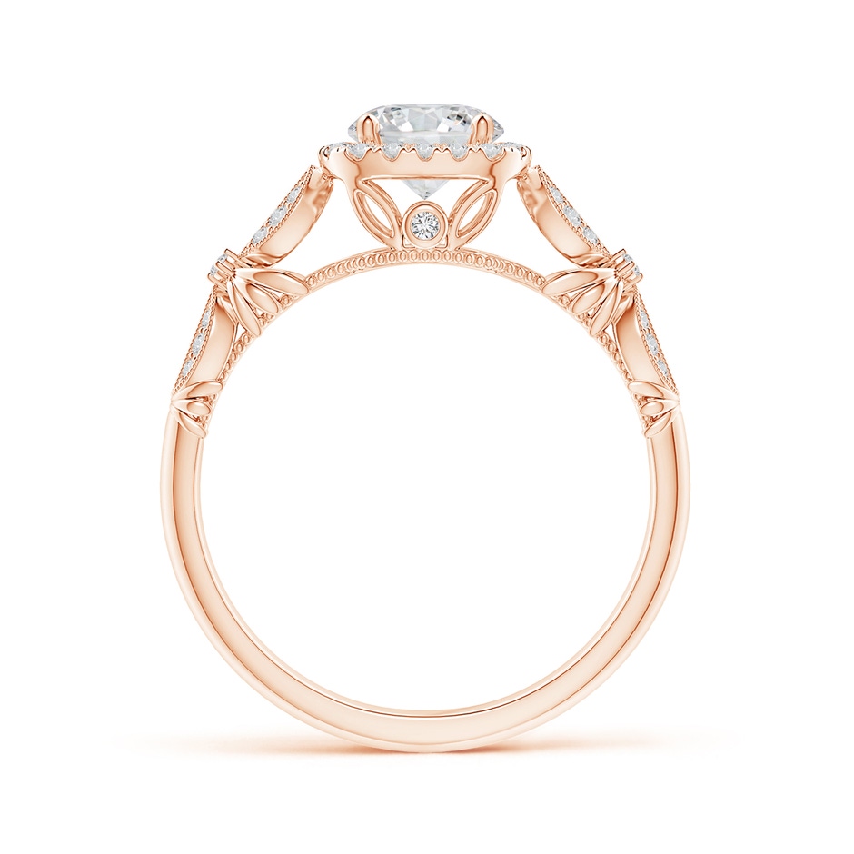 5.9mm HSI2 Vintage Style Round Diamond Cathedral Ring with Cushion Halo in Rose Gold product image