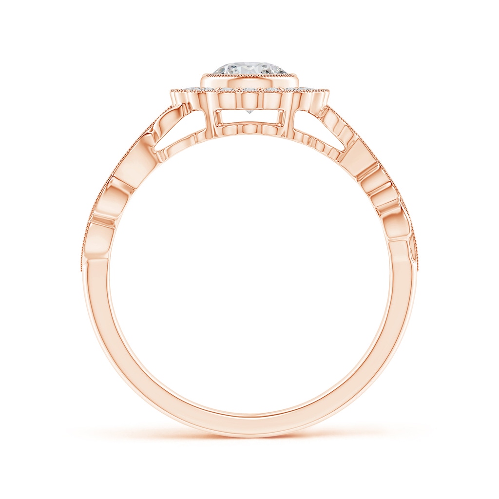 5.1mm HSI2 Bezel-Set Round Diamond Engagement Ring with Floral Halo in Rose Gold Side-1