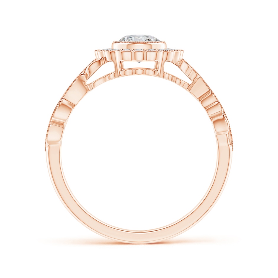 5.1mm HSI2 Bezel-Set Round Diamond Engagement Ring with Floral Halo in Rose Gold side-1