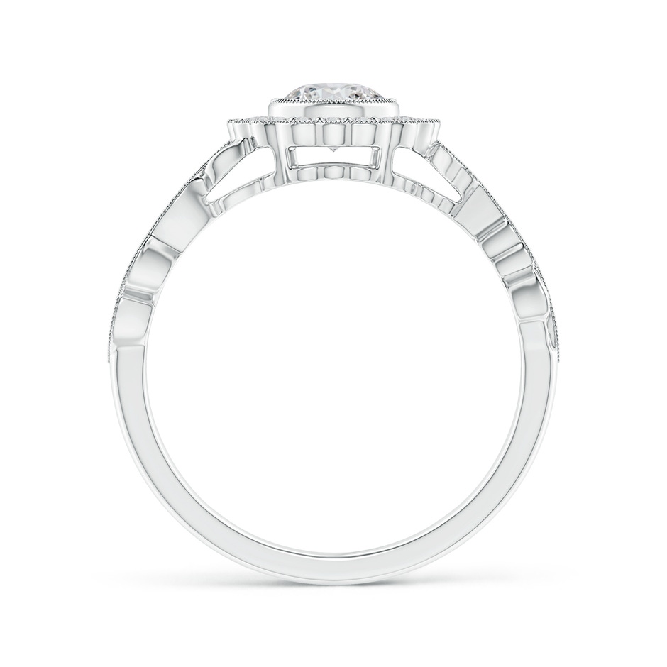 5.1mm HSI2 Bezel-Set Round Diamond Engagement Ring with Floral Halo in White Gold side-1