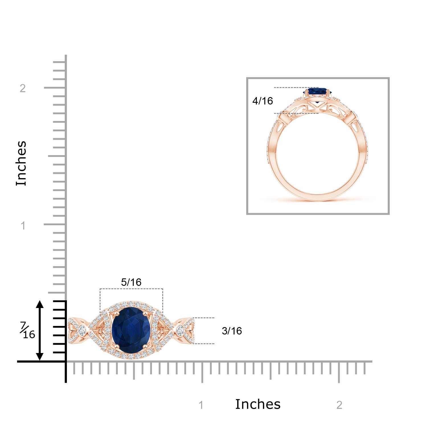 AA - Blue Sapphire / 1.89 CT / 14 KT Rose Gold