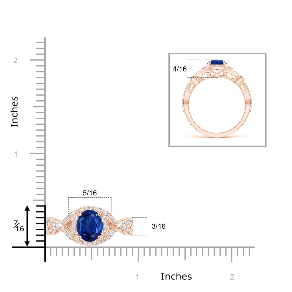 8x6mm AAA Vintage Style Oval Sapphire Split Shank Engagement Ring in Rose Gold Product Image