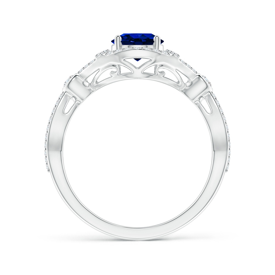 8x6mm Lab-Grown Vintage Style Oval Sapphire Split Shank Engagement Ring in White Gold product image