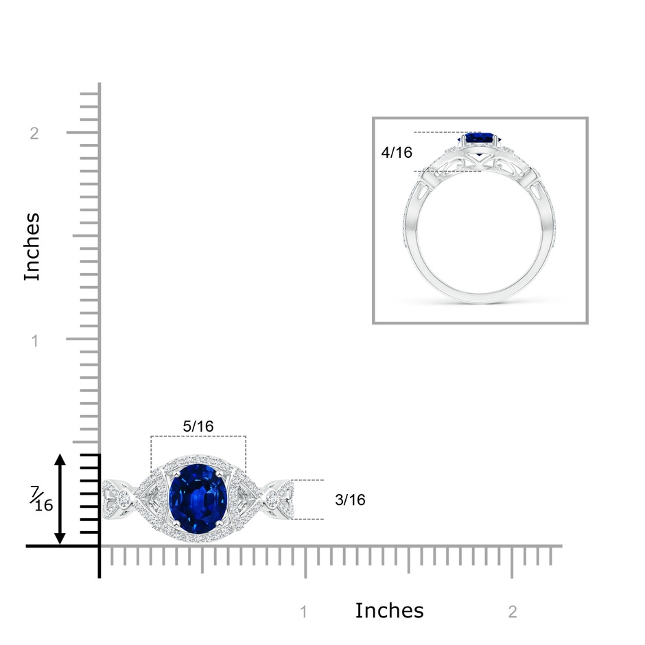 8x6mm Lab-Grown Vintage Style Oval Sapphire Split Shank Engagement Ring in White Gold product image