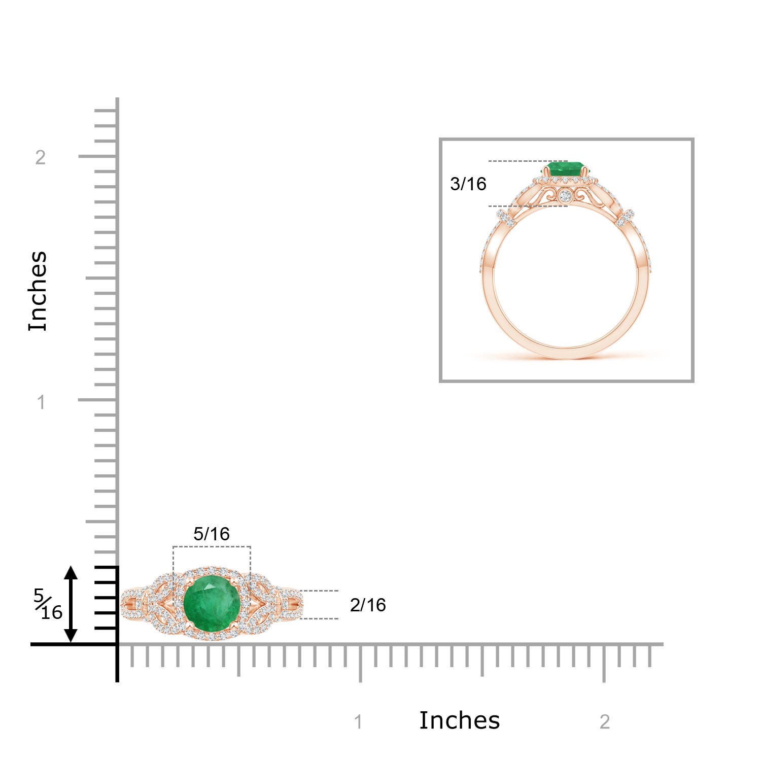 A - Emerald / 1.19 CT / 14 KT Rose Gold