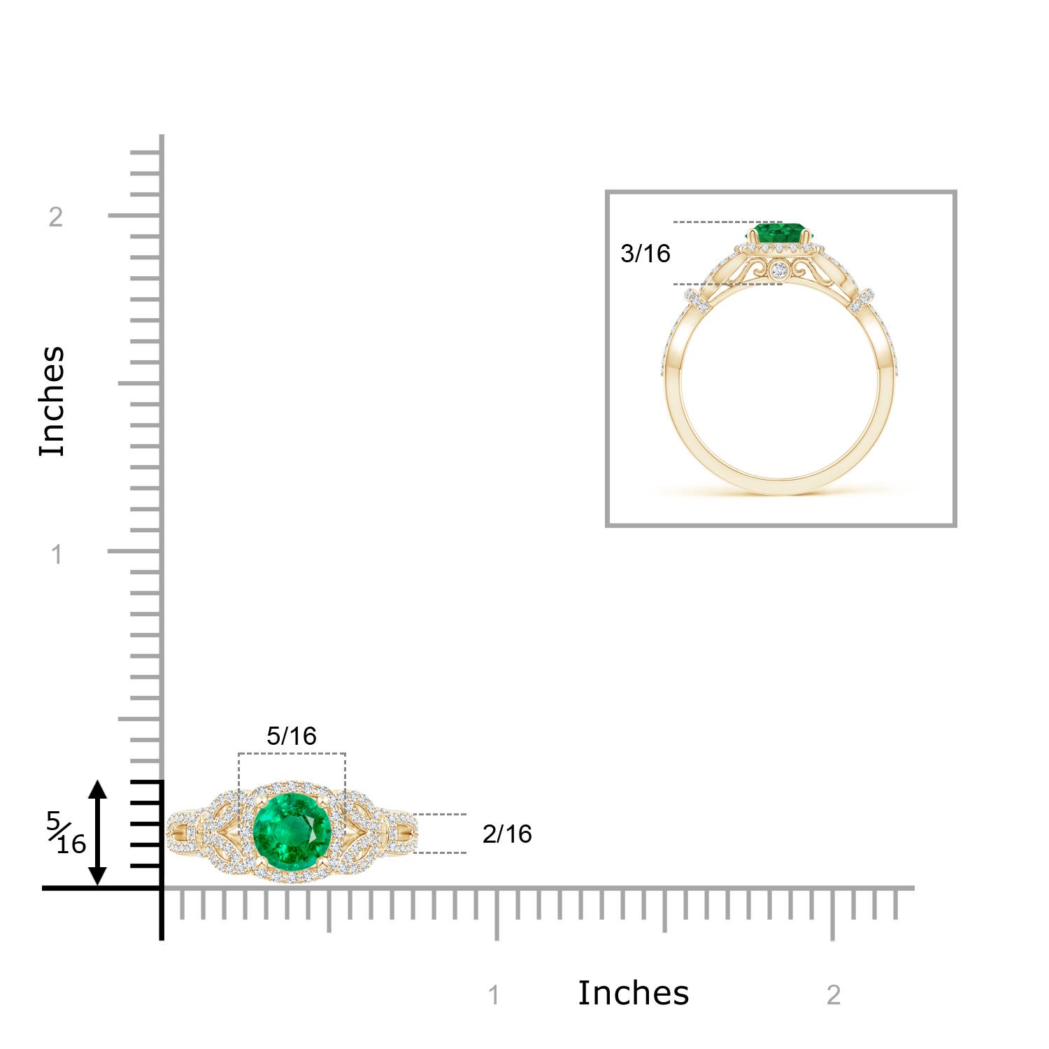 AAA - Emerald / 1.19 CT / 14 KT Yellow Gold