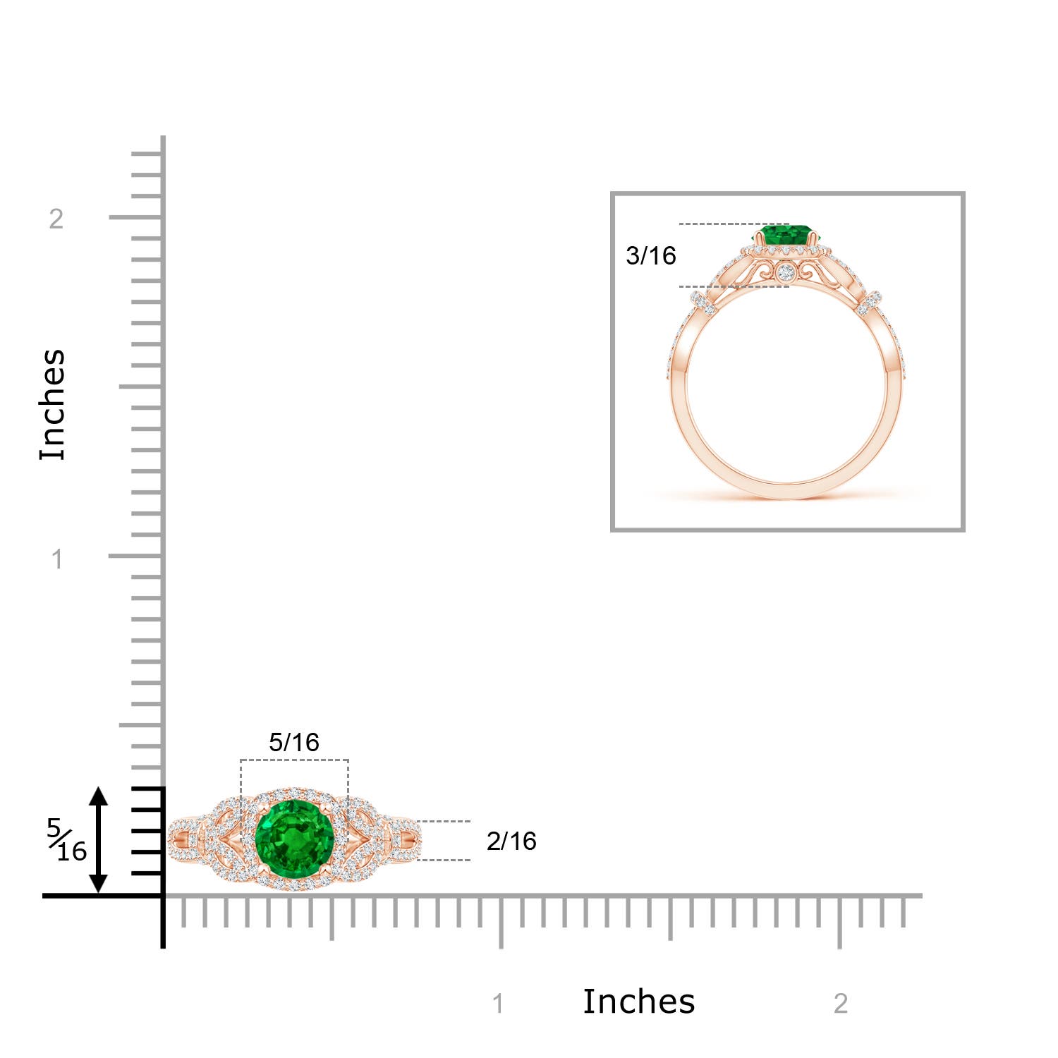 AAAA - Emerald / 1.19 CT / 14 KT Rose Gold