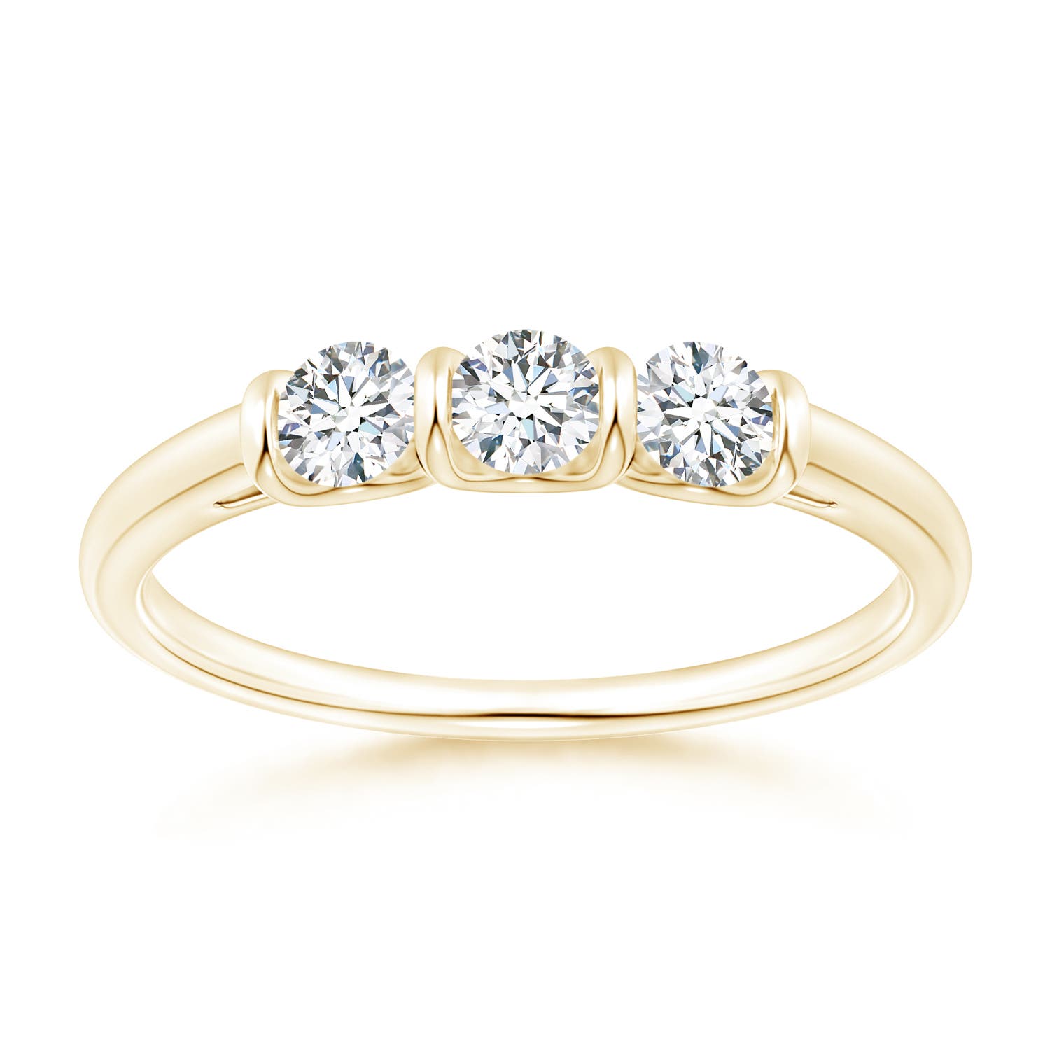 Classic Bar-Set Diamond Three Stone Ring | Angara