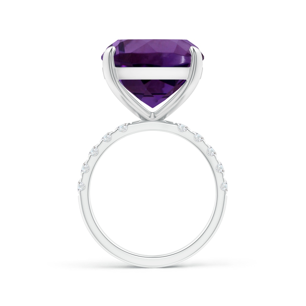 14.12x14.06x9.27mm AAAA Two Tone GIA Certified Cushion Amethyst Ring with Diamonds in White Gold Side 199