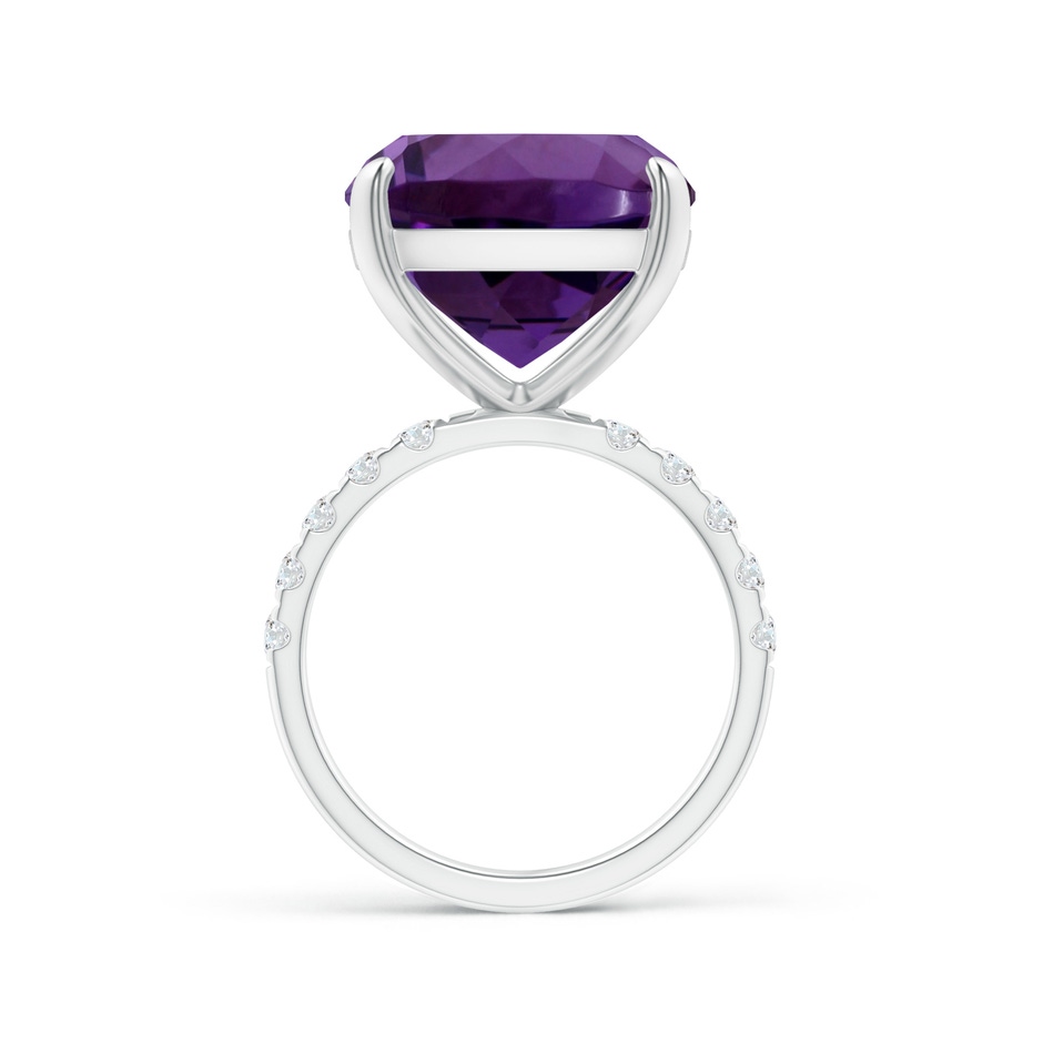 14.12x14.06x9.27mm AAAA Two Tone GIA Certified Cushion Amethyst Ring with Diamonds in White Gold side 199