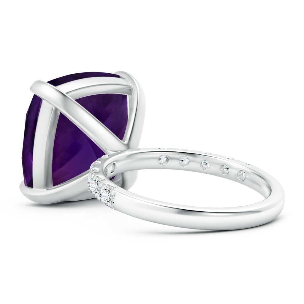 14.12x14.06x9.27mm AAAA Two Tone GIA Certified Cushion Amethyst Ring with Diamonds in White Gold Side 399