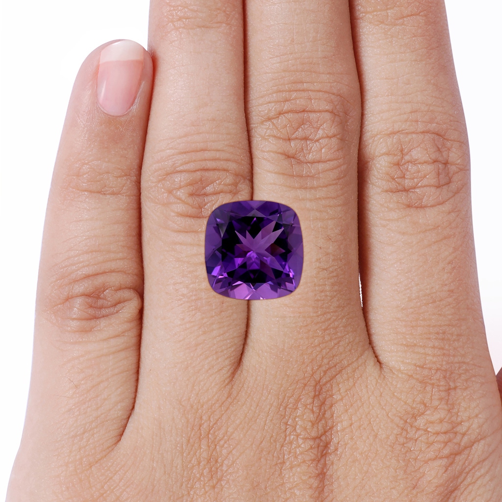 14.12x14.06x9.27mm AAAA Two Tone GIA Certified Cushion Amethyst Ring with Diamonds in White Gold Side 799
