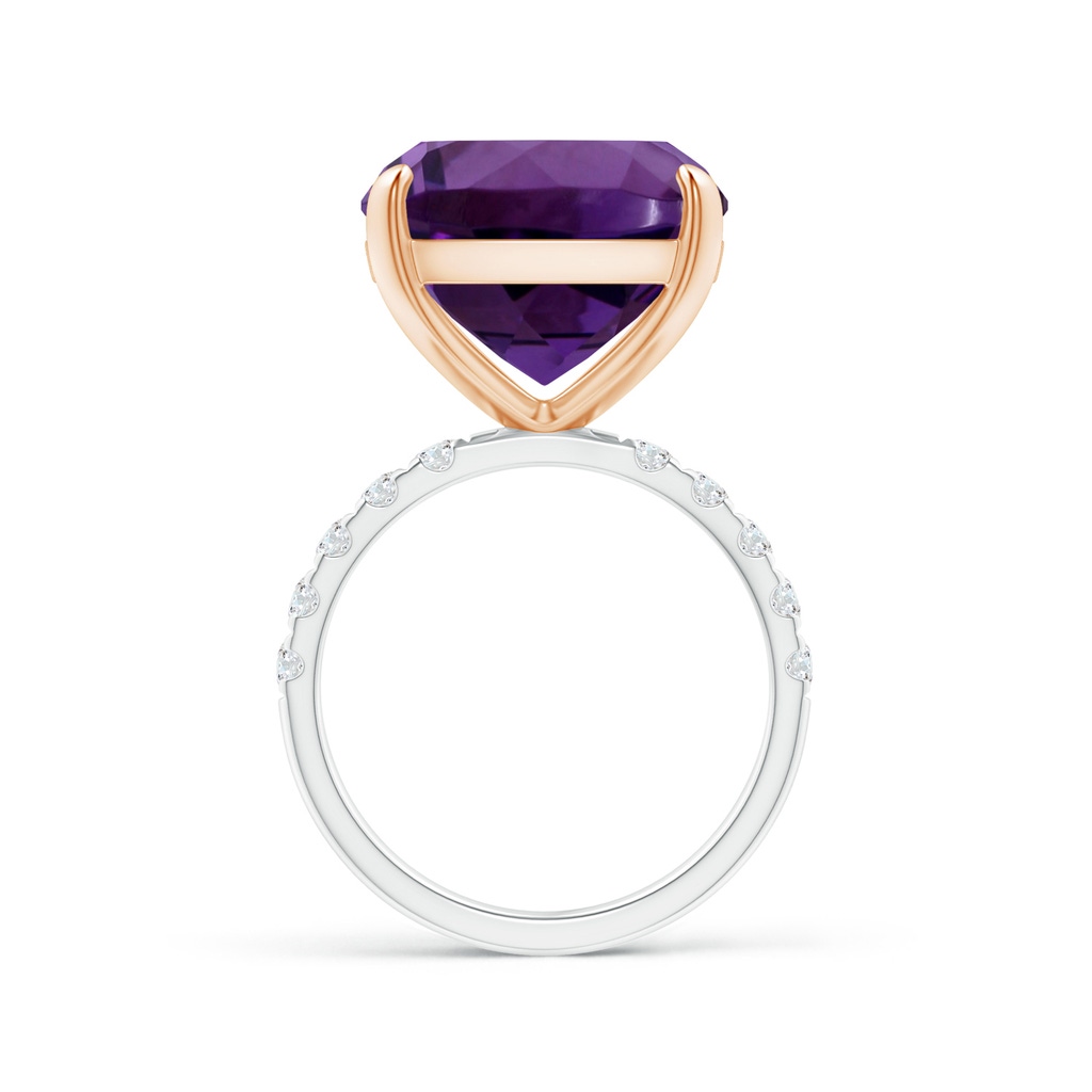 14.12x14.06x9.27mm AAAA Two Tone GIA Certified Cushion Amethyst Ring with Diamonds in White Gold Rose Gold - side 199