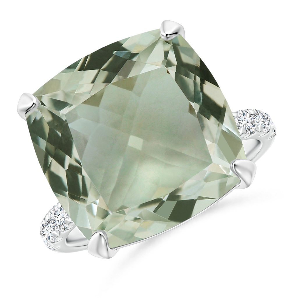 14.09x14.09x9.29mm A Two Tone GIA Certified Cushion Green amethyst Ring with Diamonds in White Gold Side 199