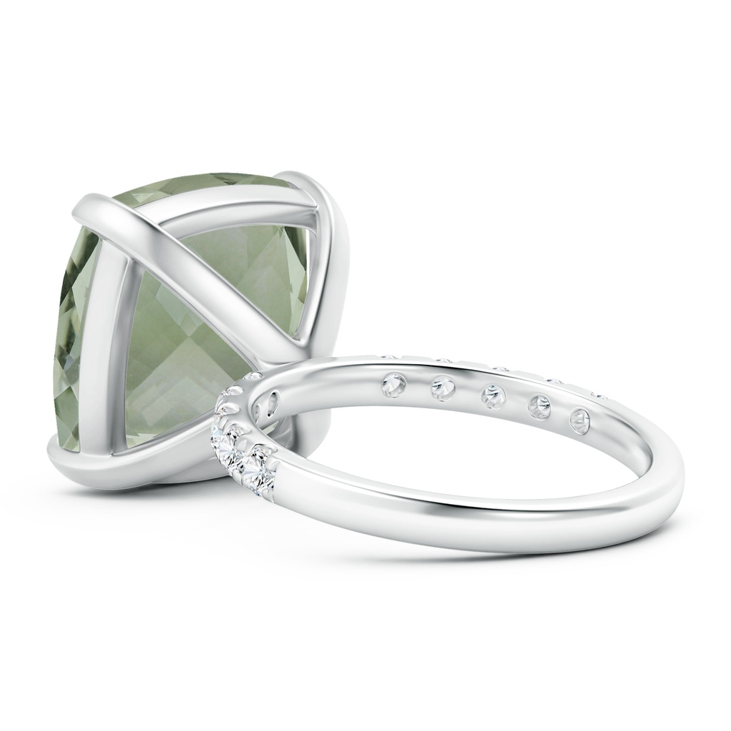 14.09x14.09x9.29mm A Two Tone GIA Certified Cushion Green amethyst Ring with Diamonds in White Gold Side 499