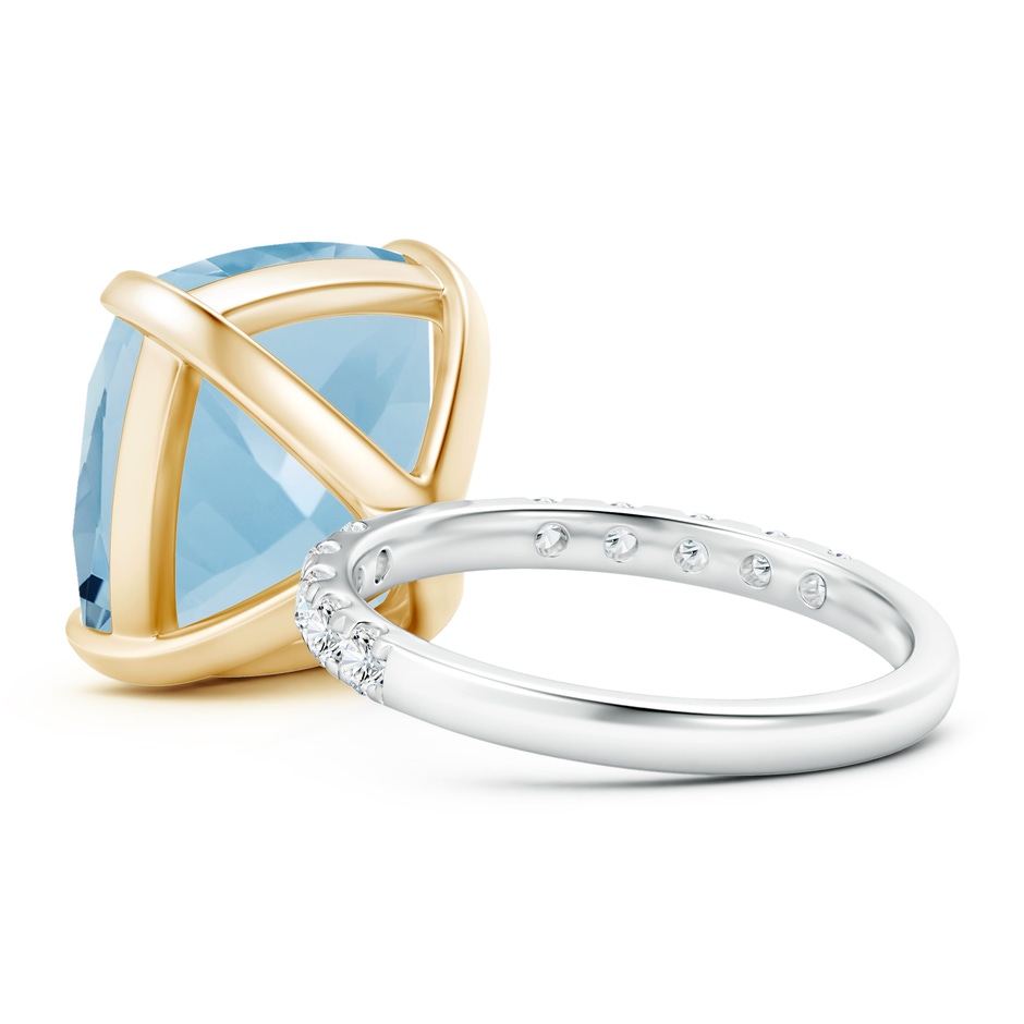 13.99x13.95x8.79mm AAA GIA Certified Two Tone Cushion Aquamarine Ring with Diamonds in 18K White Gold 18K Yellow Gold side 399