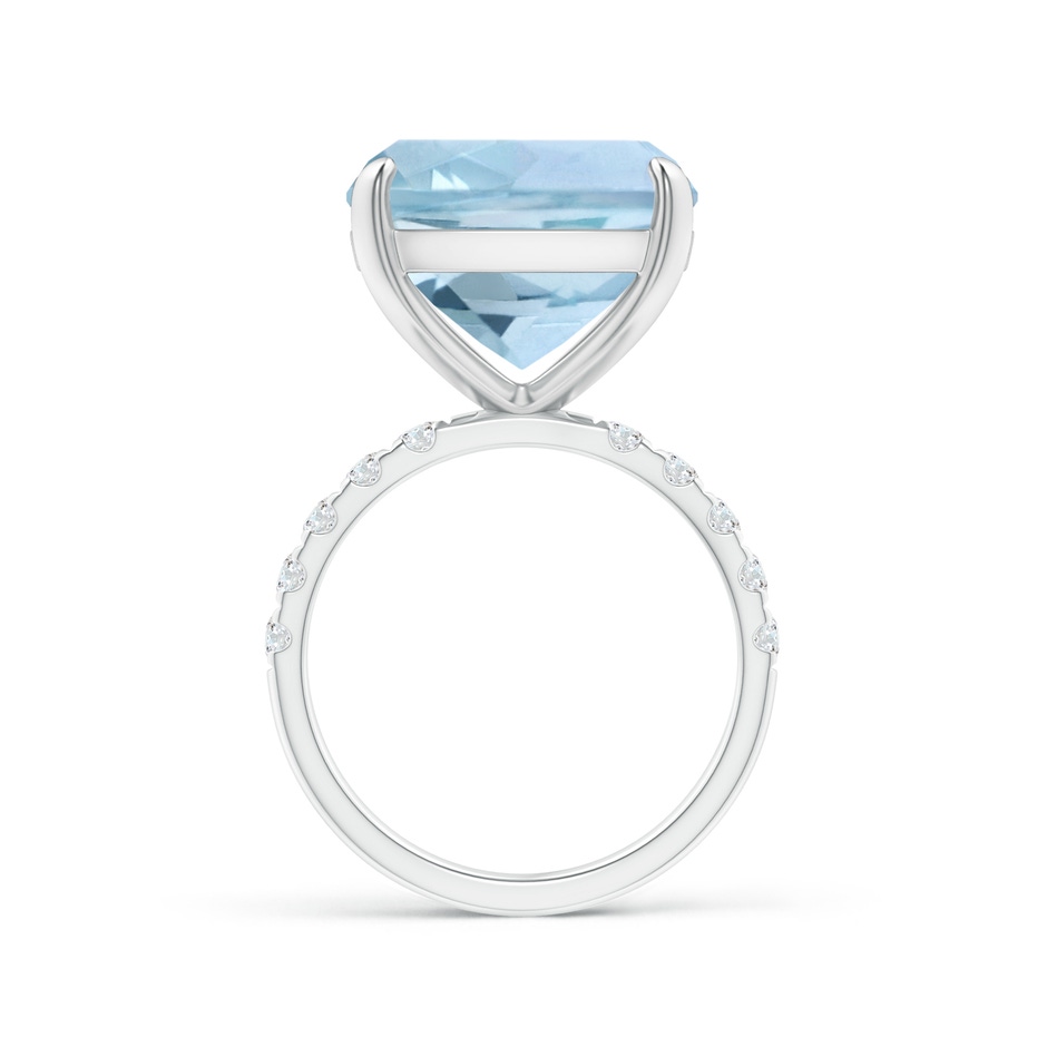 13.99x13.95x8.79mm AAA GIA Certified Two Tone Cushion Aquamarine Ring with Diamonds in 9K White Gold side 199